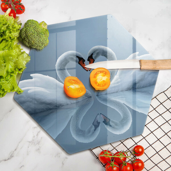 Steklena podloga za rezanje Dva labodja srca