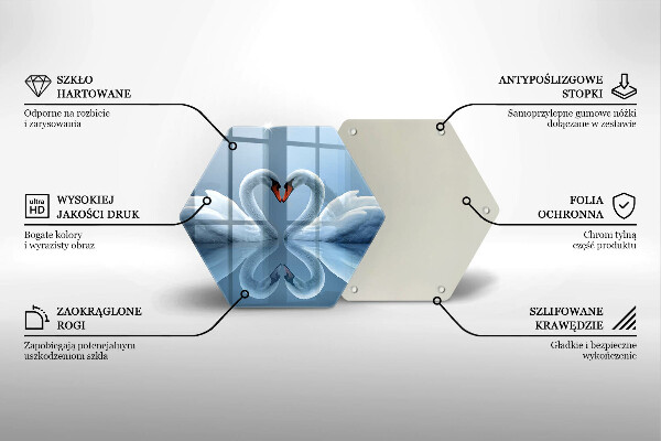 Steklena podloga za rezanje Dva labodja srca