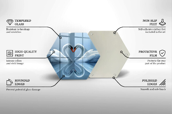 Steklena podloga za rezanje Dva labodja srca
