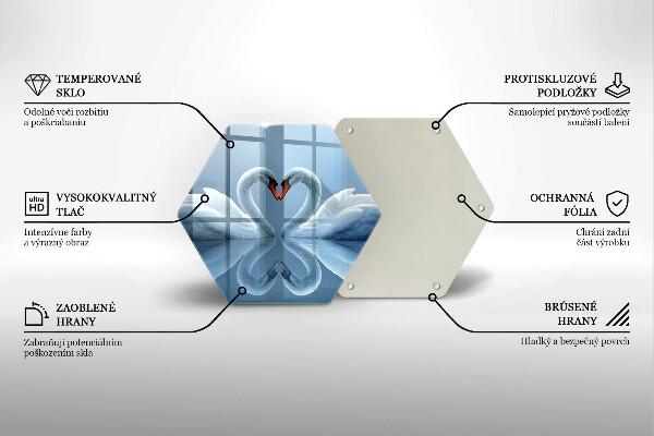 Steklena podloga za rezanje Dva labodja srca