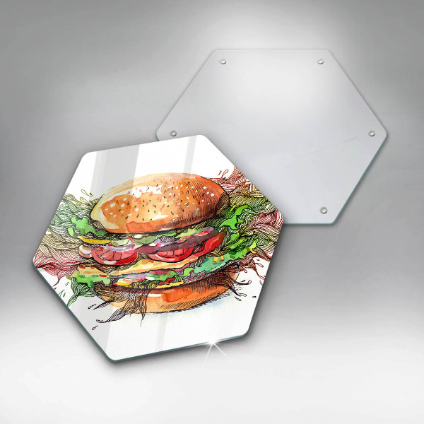 Steklena podloga za rezanje Risba hamburgerja