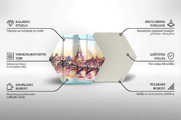 Steklena podloga za rezanje Pokrajina pariškega Eifflovega stolpa