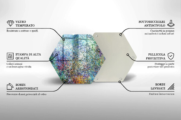 Steklena podloga za rezanje Barvita črtna abstrakcija