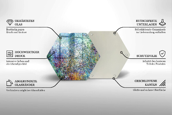 Steklena podloga za rezanje Barvita črtna abstrakcija