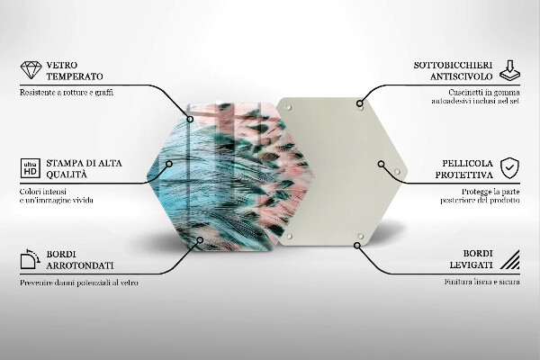 Steklena podloga za rezanje Boho ptičje perje