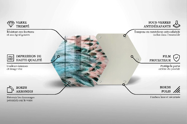 Steklena podloga za rezanje Boho ptičje perje