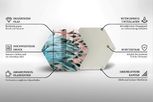 Steklena podloga za rezanje Boho ptičje perje