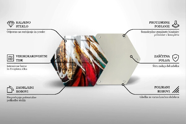 Steklena podloga za rezanje Boho ptičje perje