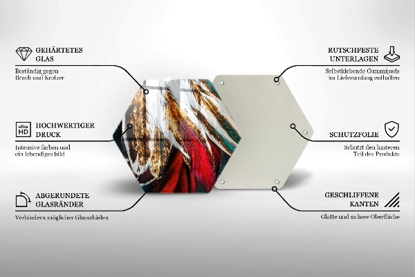 Steklena podloga za rezanje Boho ptičje perje