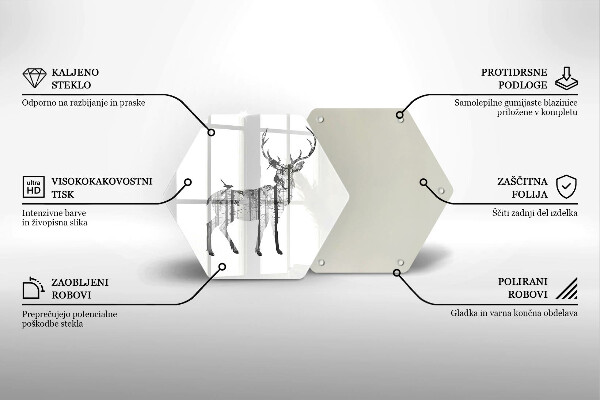 Steklena podloga za rezanje Ilustracija jelena in gozda