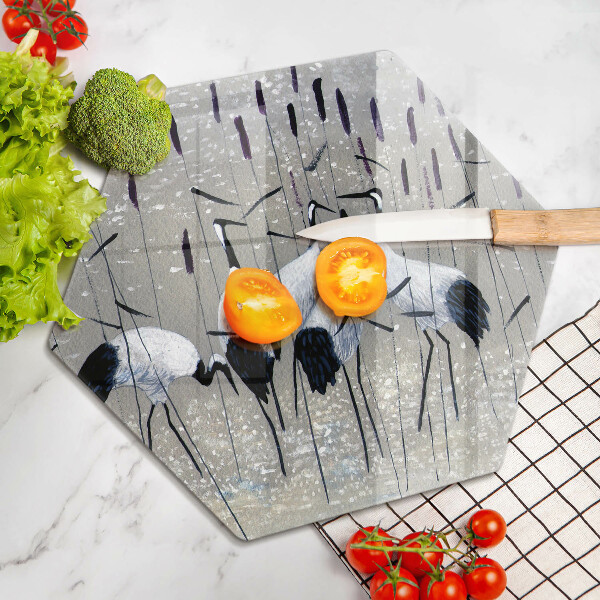 Steklena podloga za rezanje Japonski žerjavi