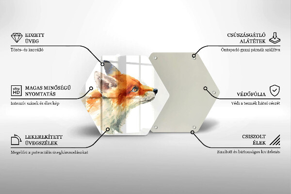 Steklena podloga za rezanje Pobarvana lisica