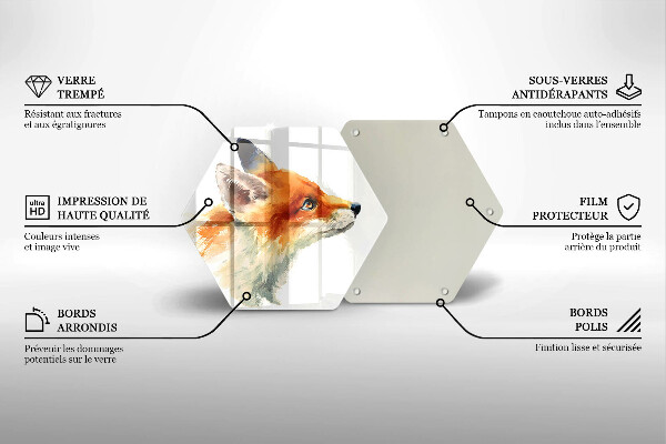 Steklena podloga za rezanje Pobarvana lisica