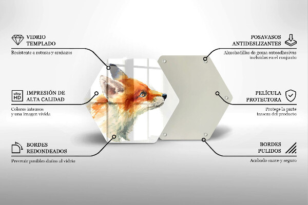 Steklena podloga za rezanje Pobarvana lisica
