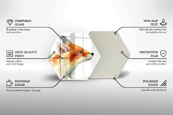 Steklena podloga za rezanje Pobarvana lisica