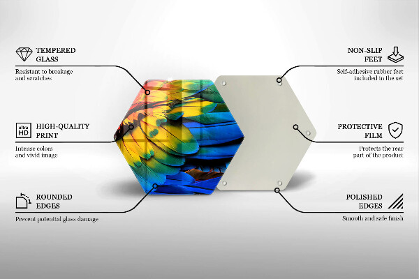 Steklena podloga za rezanje Pisano perje papige