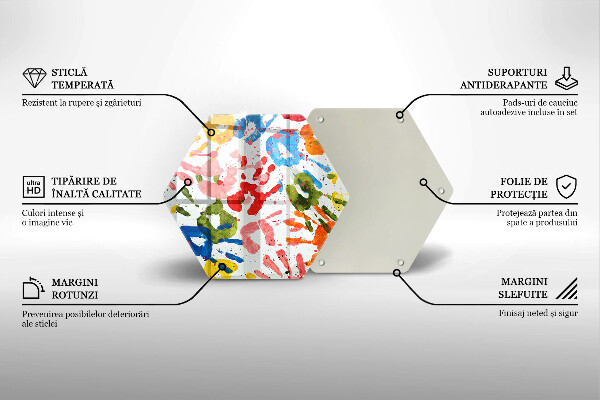 Steklena podloga za rezanje Sledi otroških rok