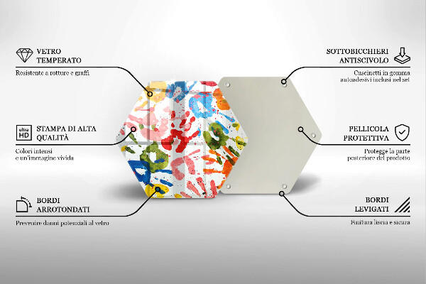 Steklena podloga za rezanje Sledi otroških rok