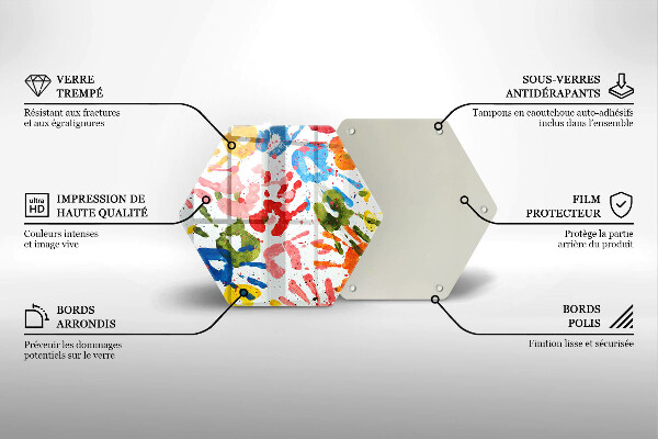 Steklena podloga za rezanje Sledi otroških rok