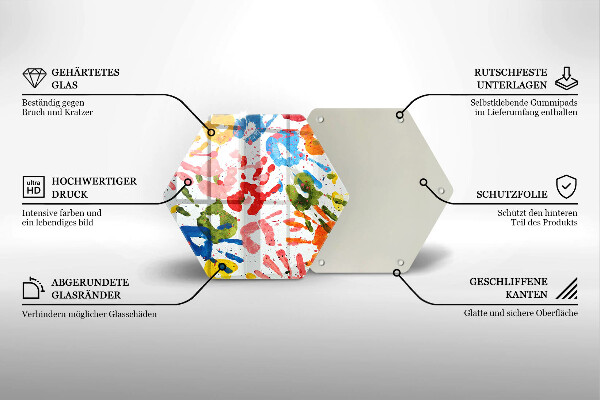 Steklena podloga za rezanje Sledi otroških rok