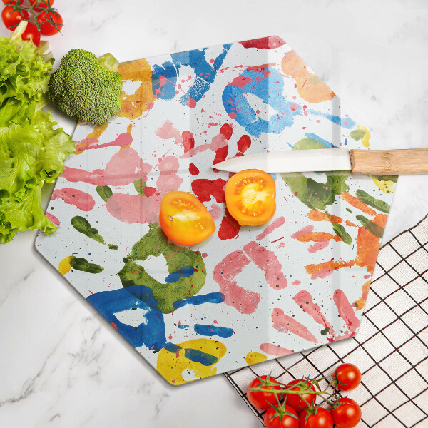 Steklena podloga za rezanje Sledi otroških rok