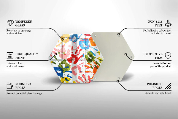Steklena podloga za rezanje Sledi otroških rok