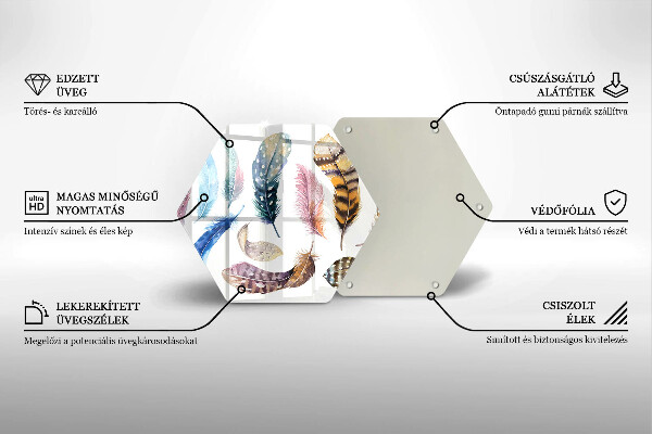 Steklena podloga za rezanje Pisano ptičje perje