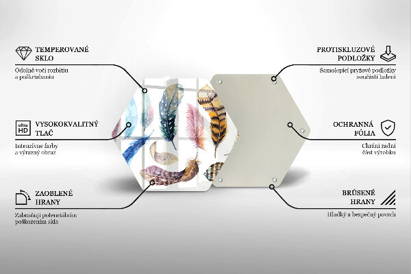Steklena podloga za rezanje Pisano ptičje perje