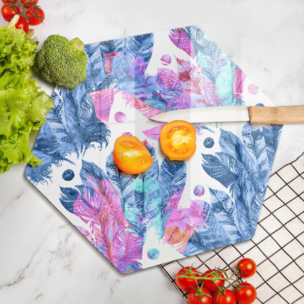 Steklena podloga za rezanje Boho ilustracija perja