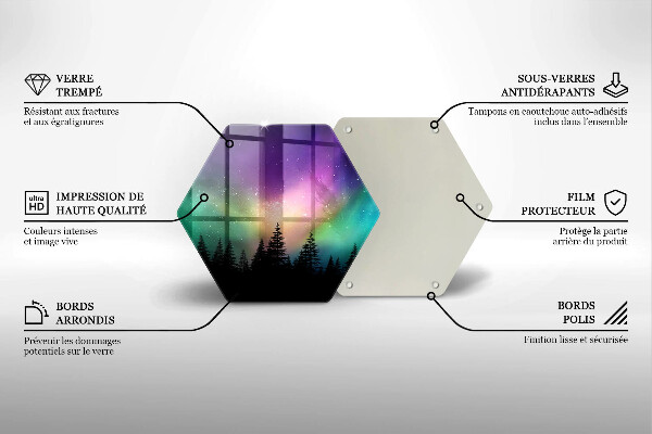 Steklena podloga za rezanje Aurora borealis in gozd