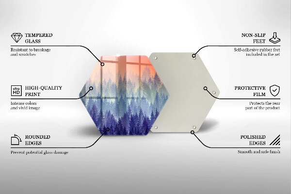 Steklena podloga za rezanje Gozd ob sončnem zahodu