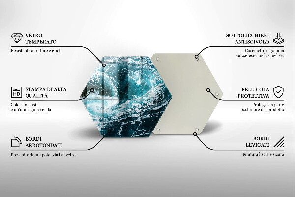 Steklena podloga za rezanje Peneči se valovi vode