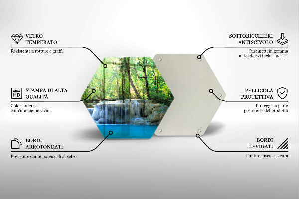 Steklena podloga za rezanje Slap v gozdu