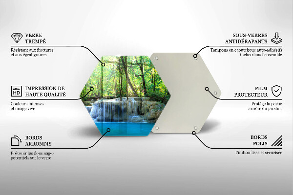 Steklena podloga za rezanje Slap v gozdu