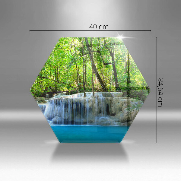 Steklena podloga za rezanje Slap v gozdu