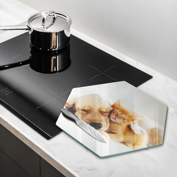 Steklena podloga za rezanje Živali pes in mačka