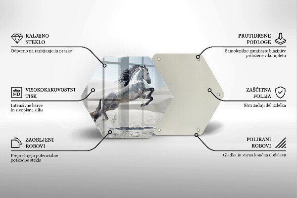 Steklena podloga za rezanje Beli konj