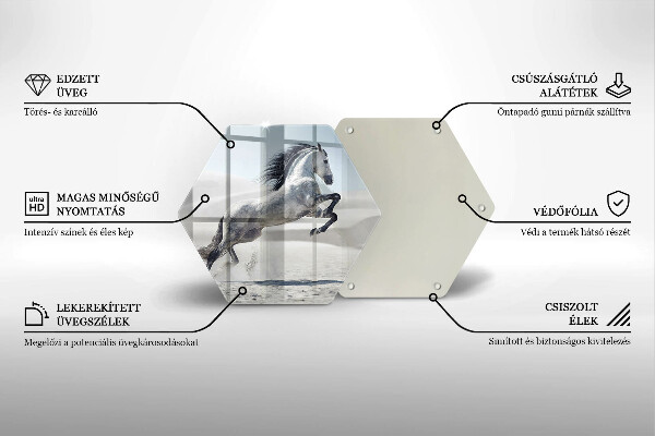 Steklena podloga za rezanje Beli konj