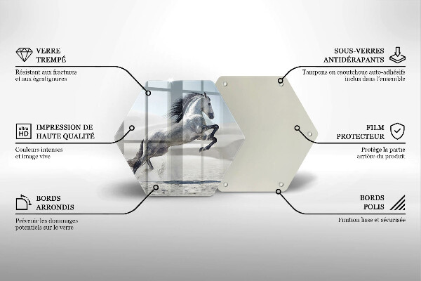 Steklena podloga za rezanje Beli konj