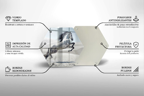 Steklena podloga za rezanje Beli konj