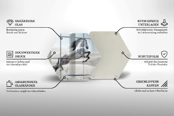 Steklena podloga za rezanje Beli konj