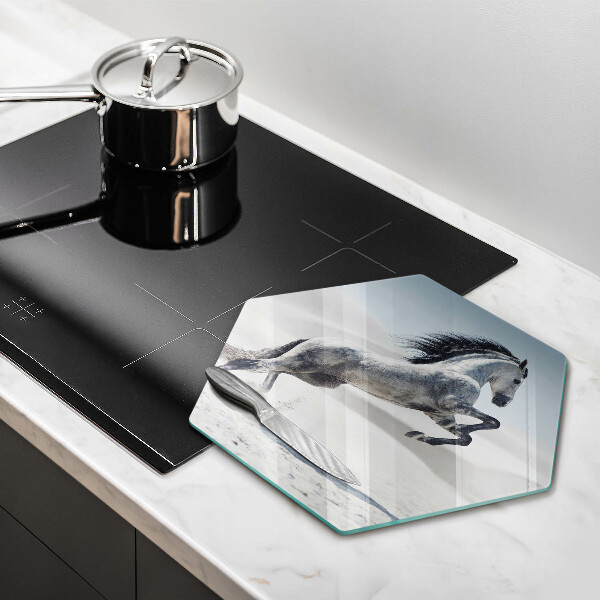 Steklena podloga za rezanje Beli konj