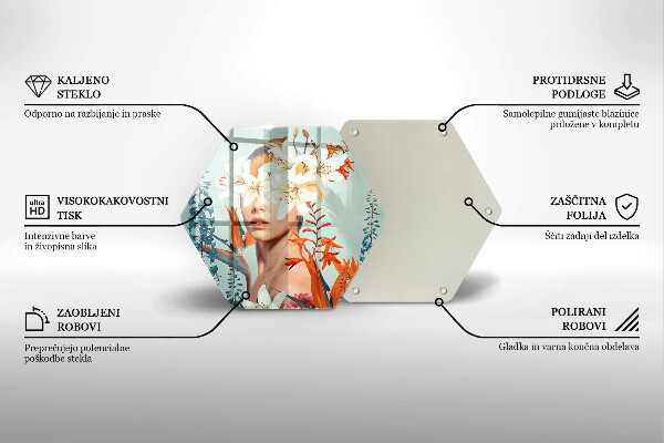 Steklena podloga za rezanje Ženska v rožah
