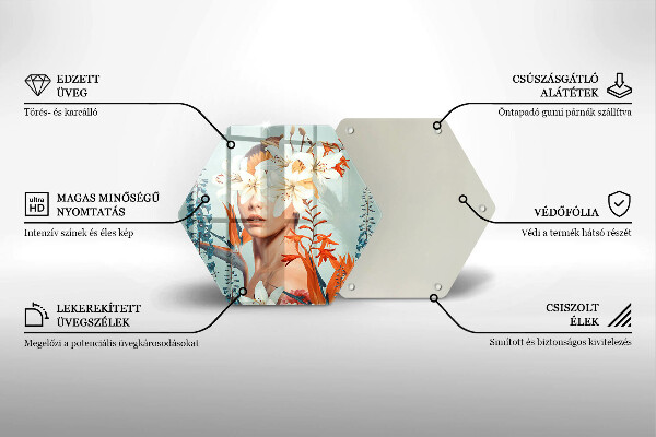 Steklena podloga za rezanje Ženska v rožah
