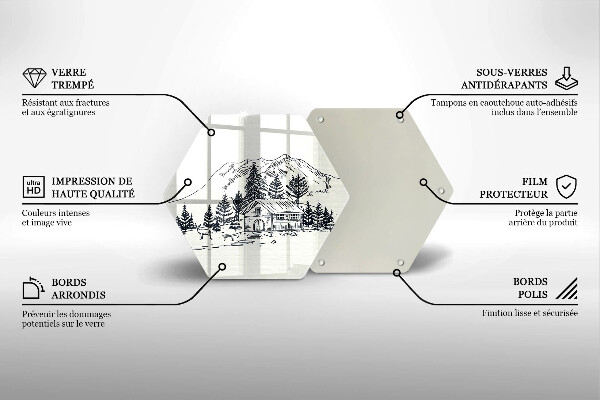 Steklena podloga za rezanje Risba koče v gorah