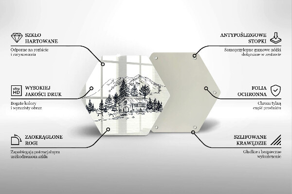 Steklena podloga za rezanje Risba koče v gorah