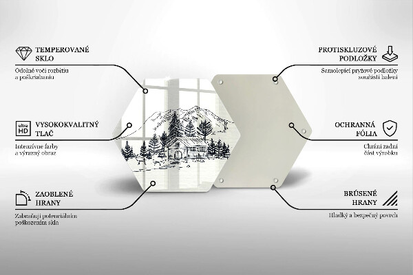 Steklena podloga za rezanje Risba koče v gorah