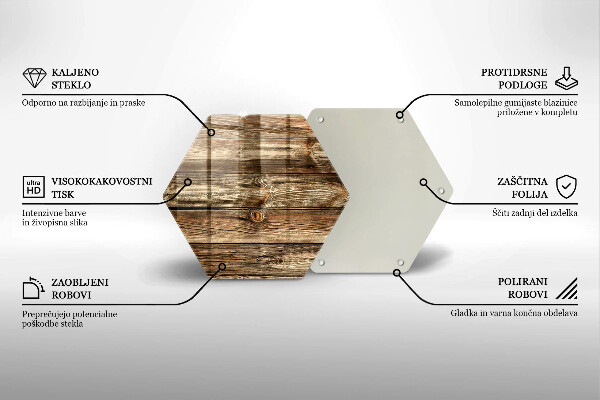Steklena podloga za rezanje Tekstura lesene deske
