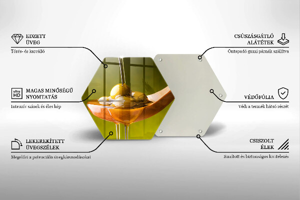 Steklena podloga za rezanje Oljčno olje in olive