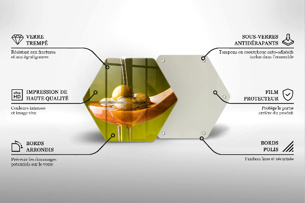 Steklena podloga za rezanje Oljčno olje in olive
